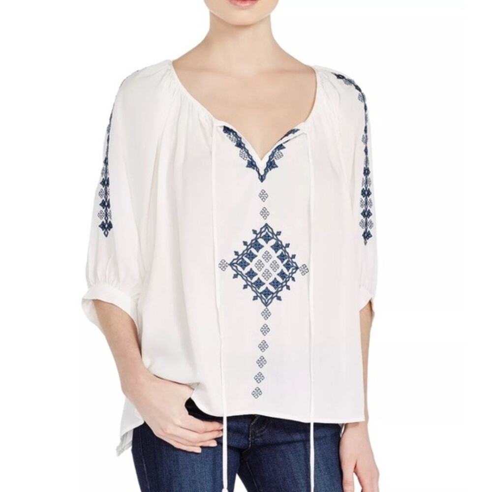 Chelsea & Theodore boho embroidered summer top sz PP